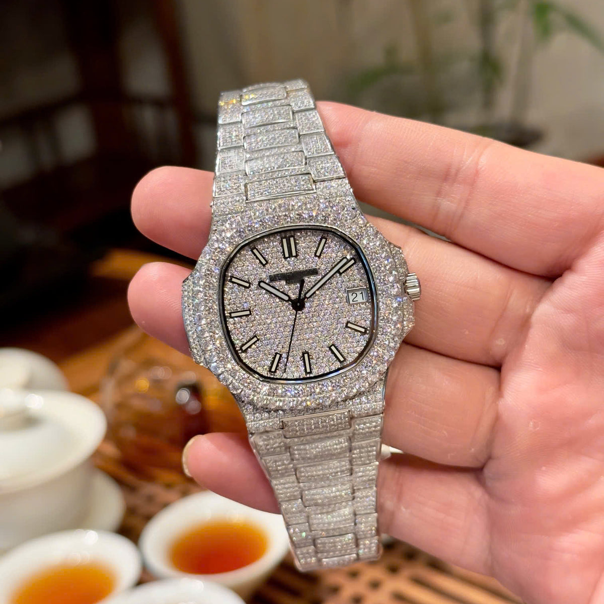 Patek Philippe Swiss 1:1 Nautilus 5719 Full Diamonds Watche Men’s 40mm ...