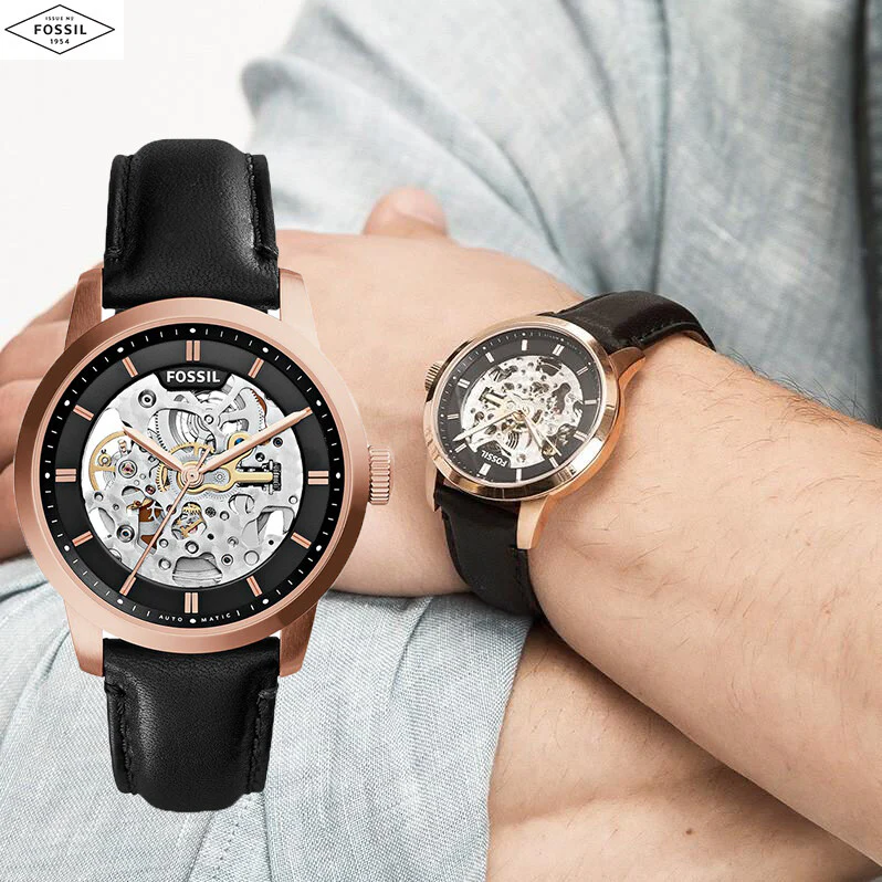 Fossil Townsman Automatic Skeleton Black Dial Black Leather Strap Fossil Townsman Automatic Skeleton Black Dial Black Leather Strap