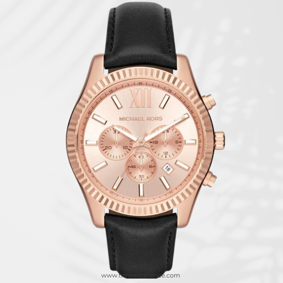 Michael kors men's rose gold and black watch hotsell