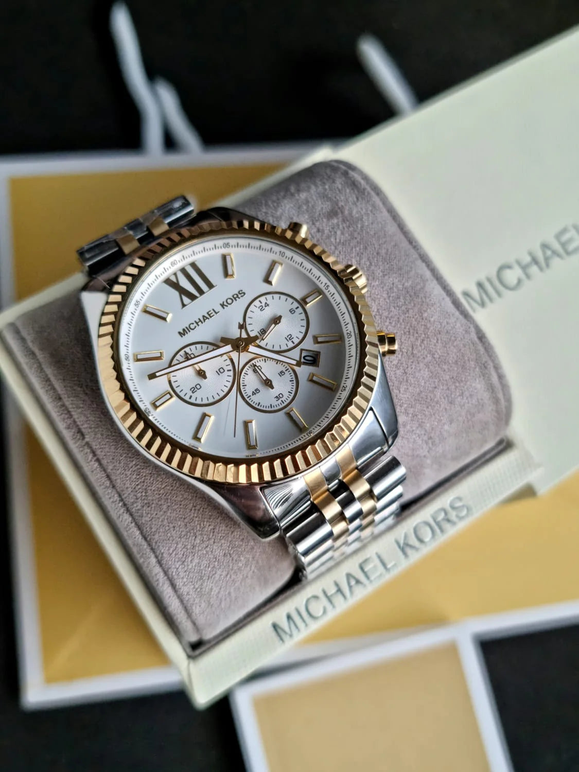 MICHAEL KORS Lexington Chronograph White Dial Men's Watch MK8344