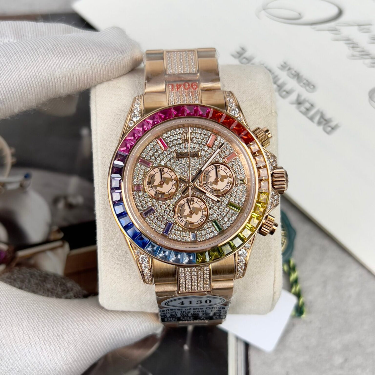 Rolex Daytona Rainbow Swiss 1:1 Watch Full Diamond 40mm – Time Excellence