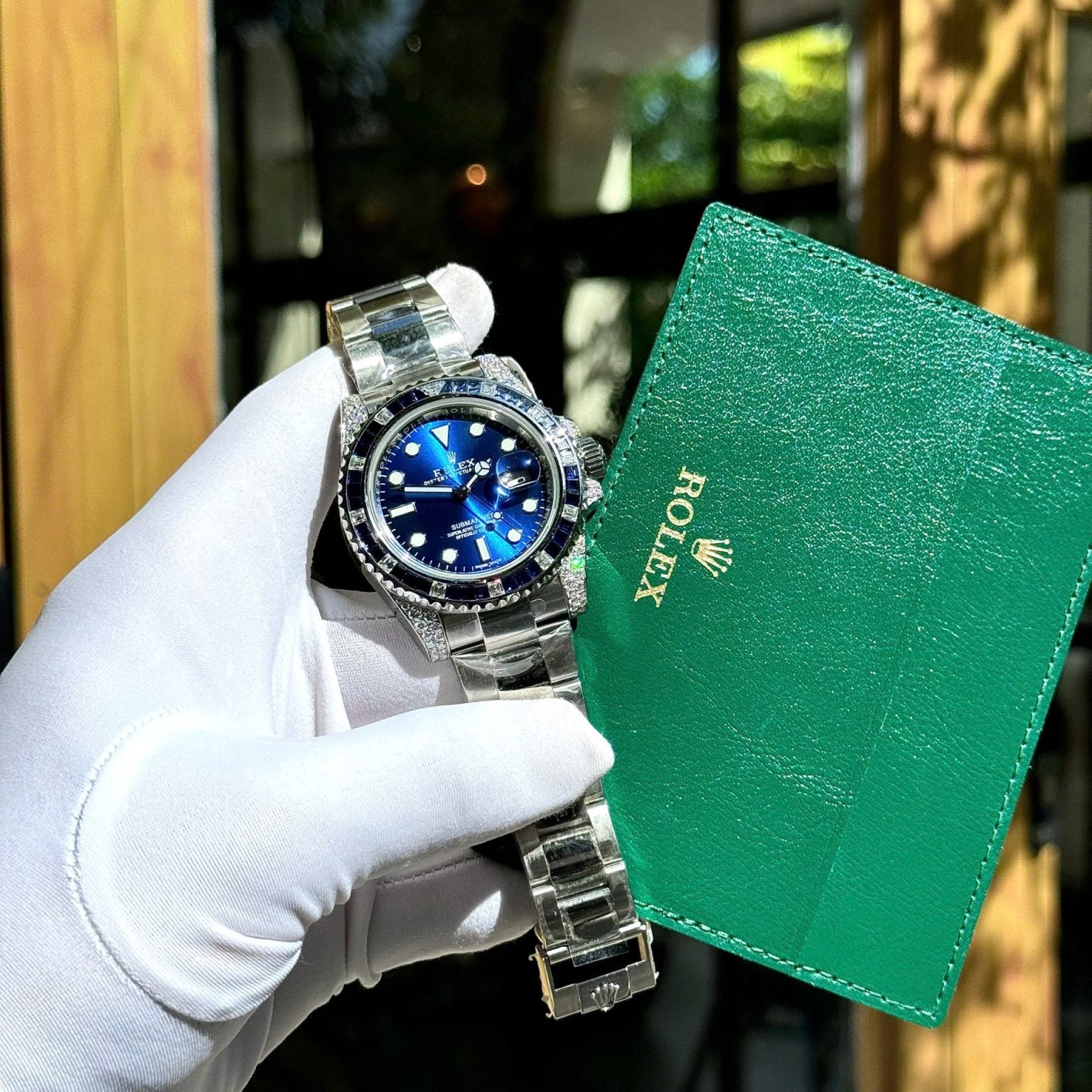 Rolex Submariner Blue Dial Swiss 1:1 Watch Moissanite Diamonds +